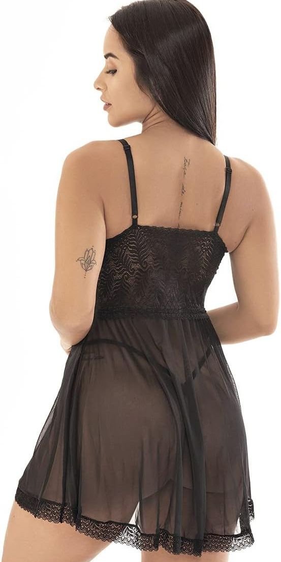 Camisola e calcinha renda